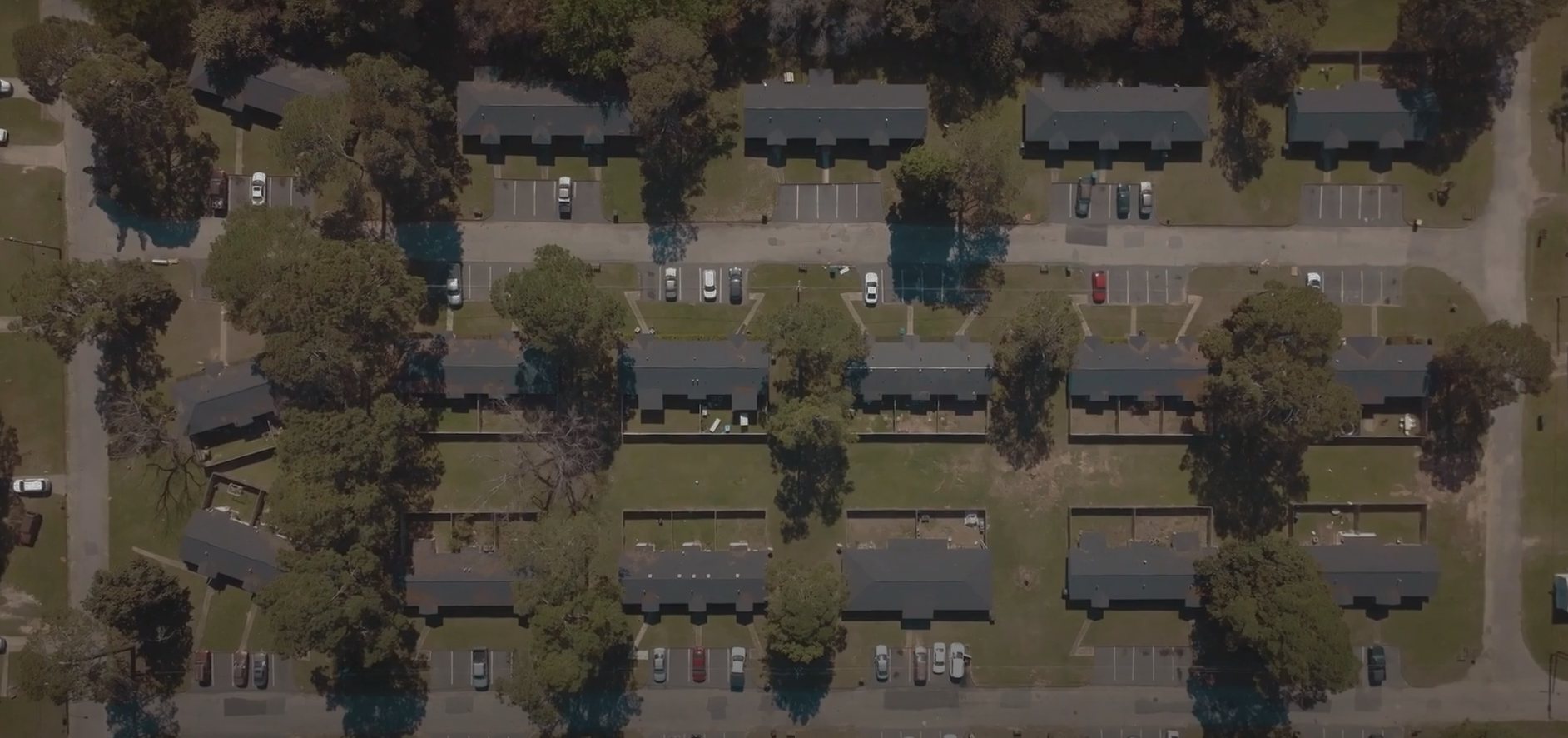 Aerial view of The Mill Gardens Apartments