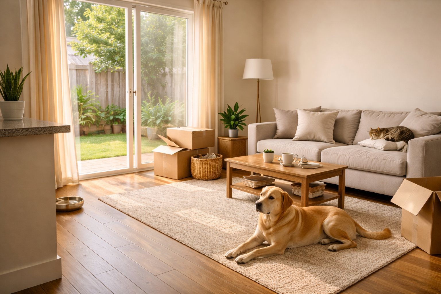 Practical tips for moving into a new apartment with your pet — microchip updates, nearby veterinarians, and a yard-introduction checklist